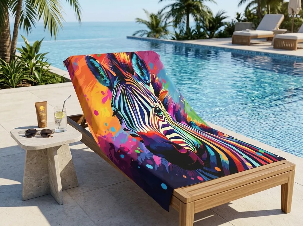 Prosop de plaja XL cu uscare rapida ZEBRINA colorat 100 x 180 cm, 100% microfibra
