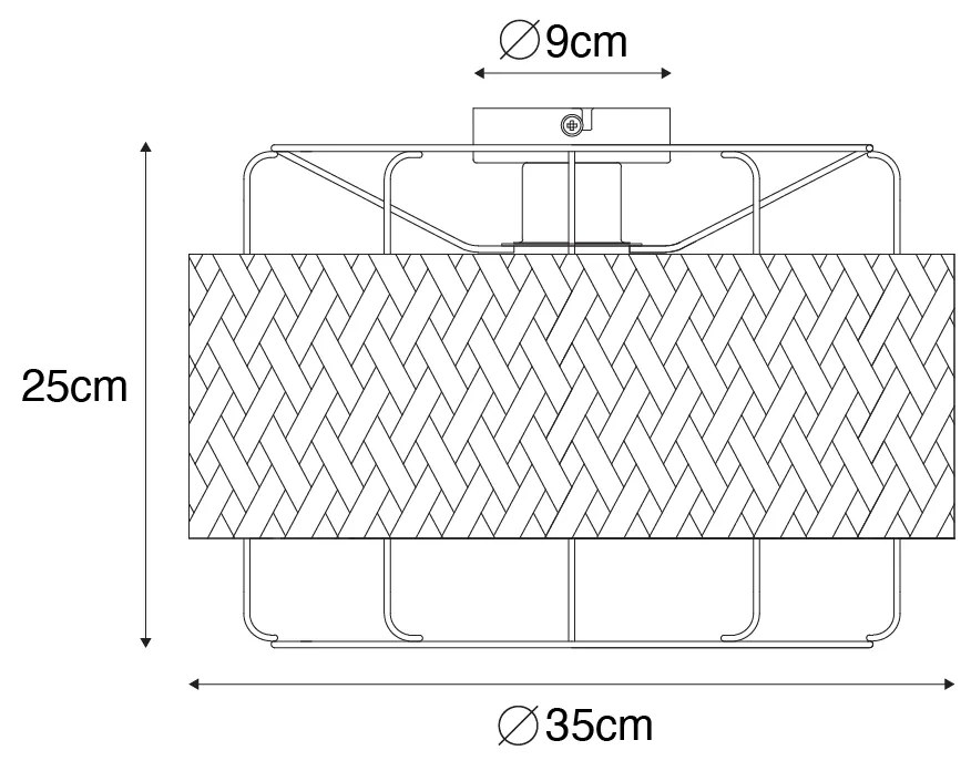 Plafonieră orientală neagră cu bambus - Irena