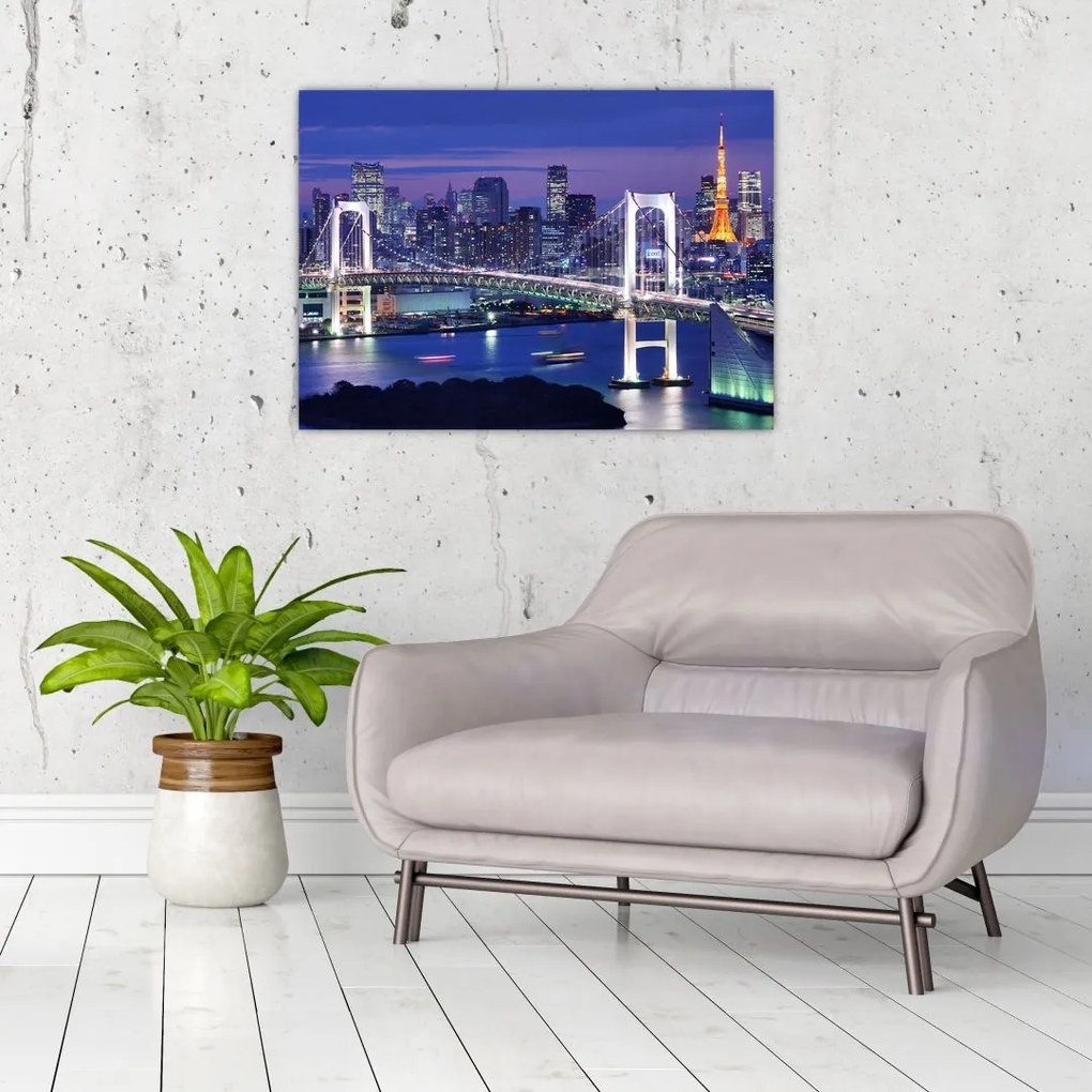 Tablou pe sticlă metropolei nocture (70x50 cm)