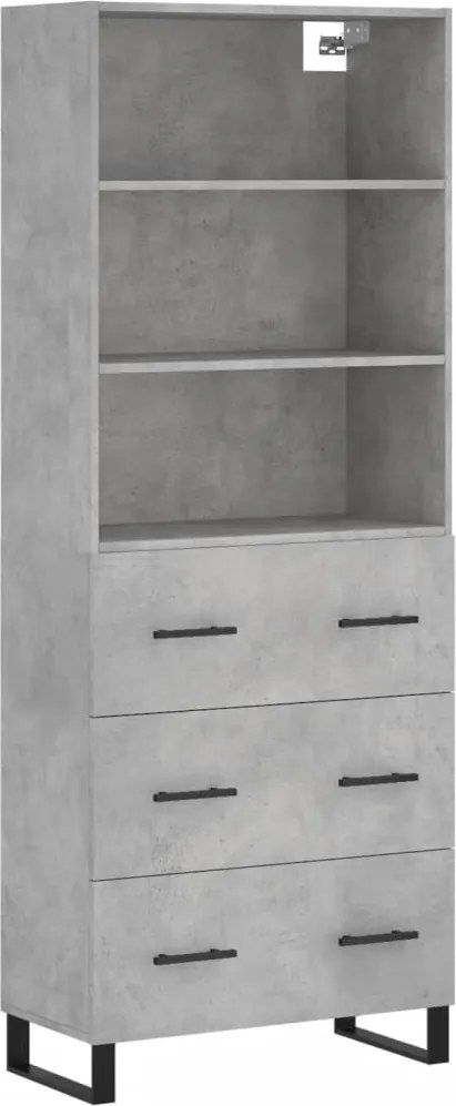 vidaXL Dulap înalt, gri beton, 69,5x34x180, lemn compozit