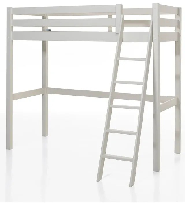 Pat înălțat cu scară pentru copii Vipack Pino, 90 x 200 cm, alb