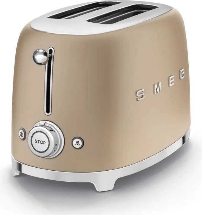 Prаjitor de pаine SMEG 50's Style TSF01CHMEU, 950 W, 2 felii, 6 trepte, Tava pentru firimituri, Cablu integrat, Otel inoxidabil, Sampanie
