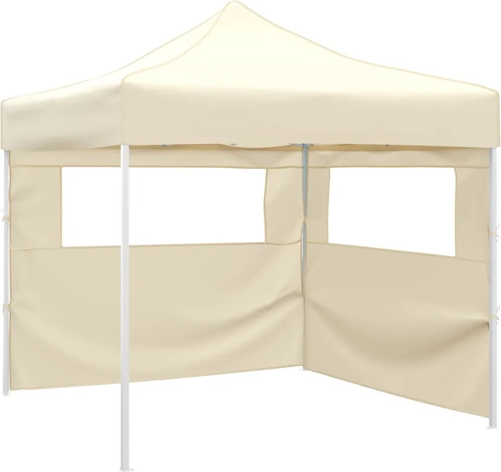 vidaXL Cort pliabil cu 2 pereți, crem, 291x291x315 cm