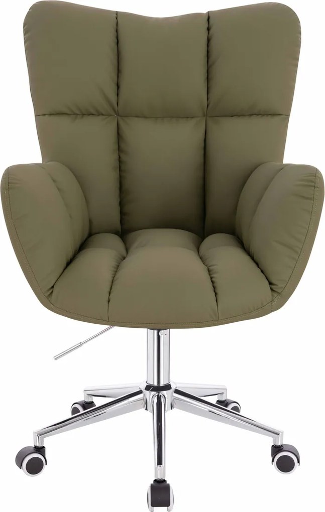 HR650K Scaun Khaki Piele Ecologica Premium Soft cu Bază Cromata