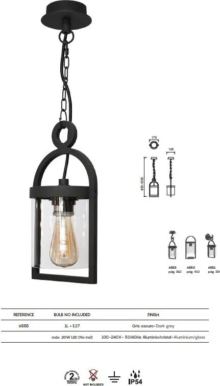 Lustra/Pendul iluminat exterior clasic IP54 MAYA
