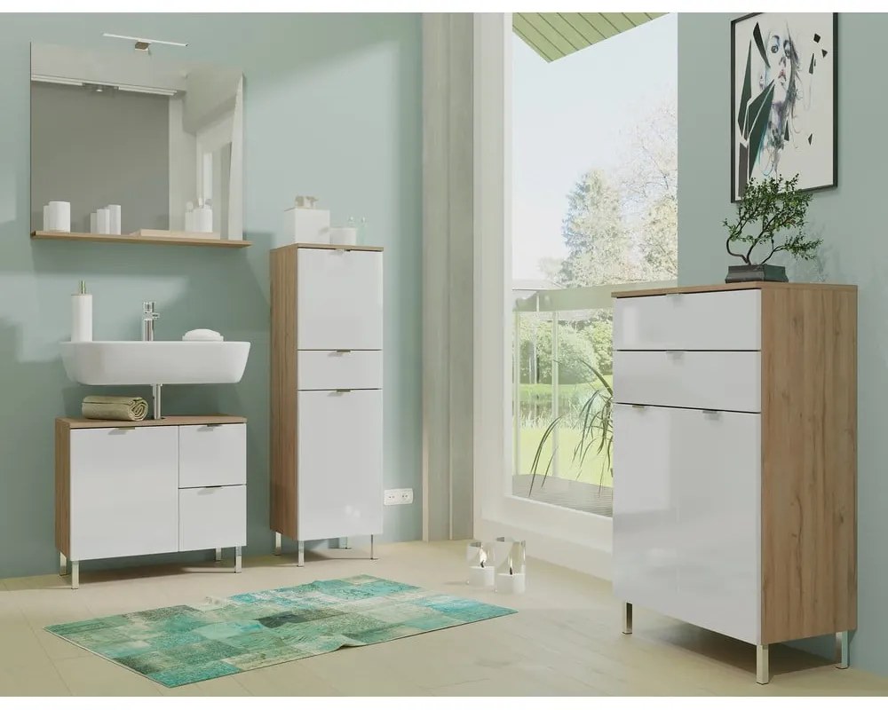 Dulap în decor de stejar Germania Mauresa, înălțime 97 cm, alb