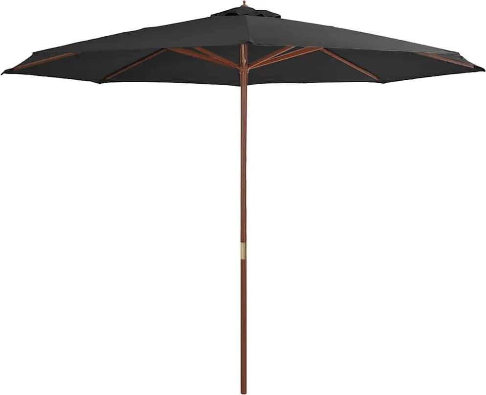 vidaXL Umbrelă de soare de exterior, stâlp din lemn, antracit, 350 cm