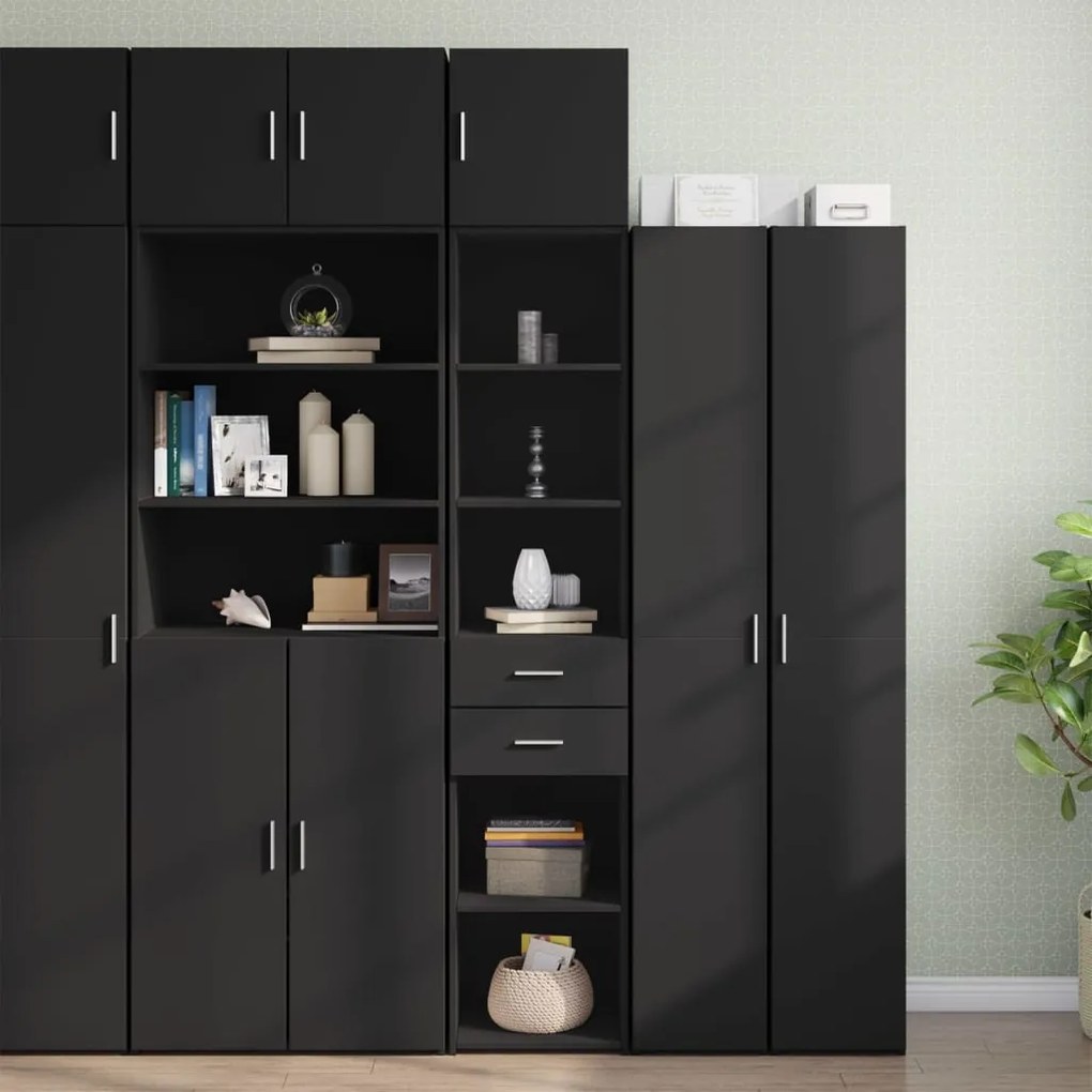 vidaXL Dulap depozitare slim negru 40x42,5x225 cm lemn prelucrat