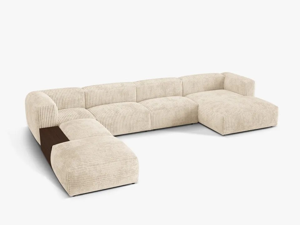 Coltar modular Martina corduroy Tilia L406 cm + masuta de cafea
