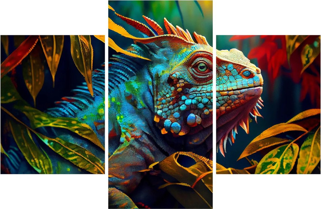 Tablou - Iguana colorată (90x60 cm)