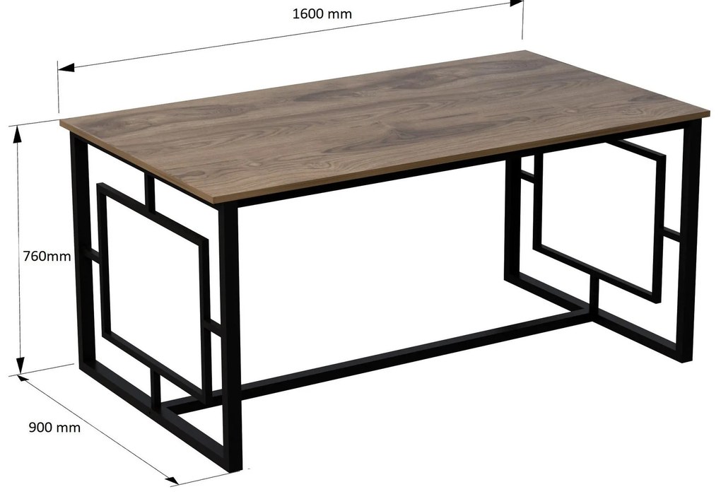 Masă sufragerie Allien (pentru 6 persoane) (nuc + negru). 1101354