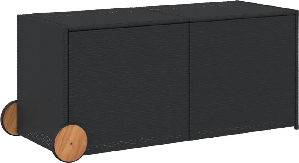 vidaXL Ladă depozitare de grădină cu roți, negru, 283 L, poliratan