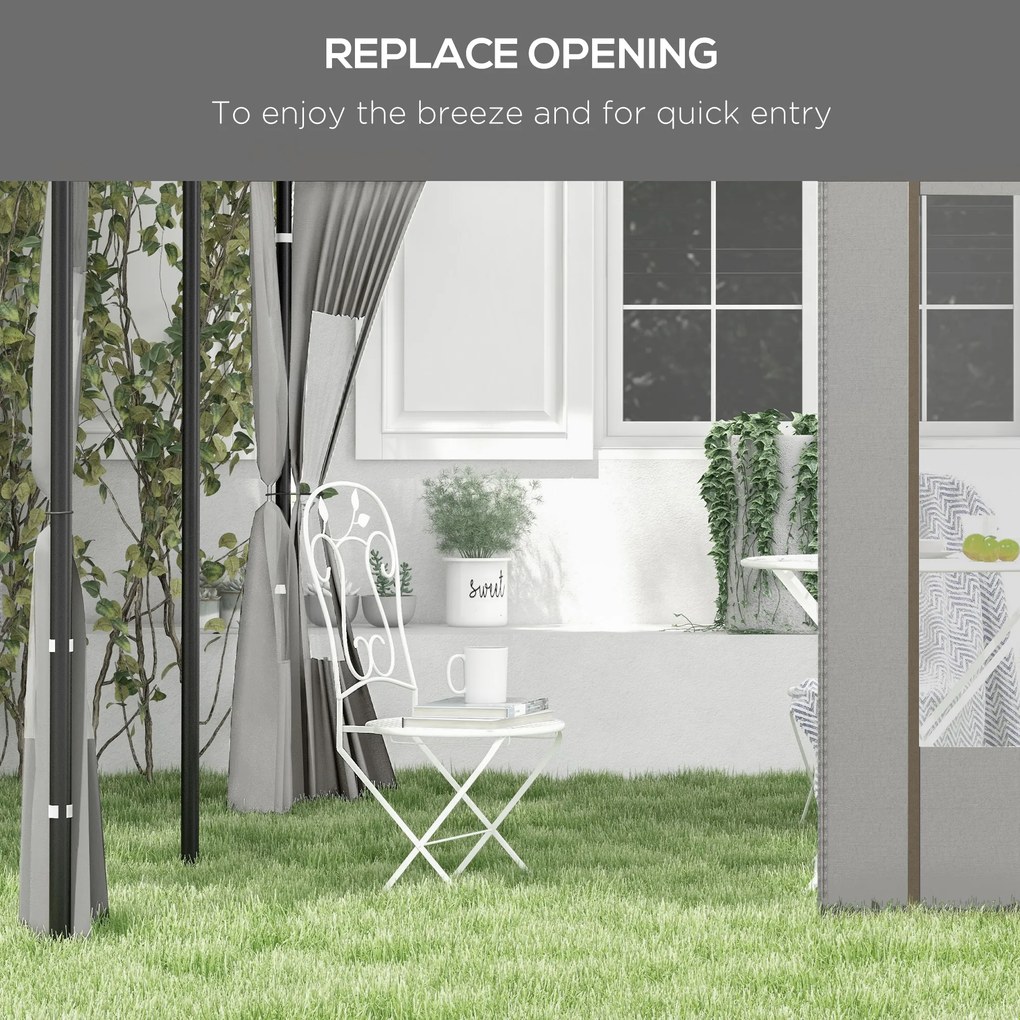 Outsunny Panouri Laterale Foisor cu Uși Fermoar pentru 3x3(m) sau 3x6m 2 Buc Rezervă | Aosom Romania