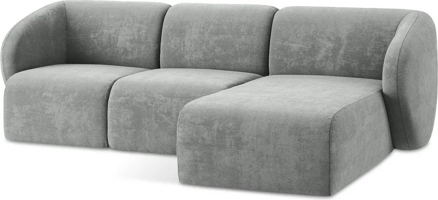 Colțar gri cu tapițerie din chenille (cu colț pe partea dreaptă/cu șezlong) Lani – Makamii