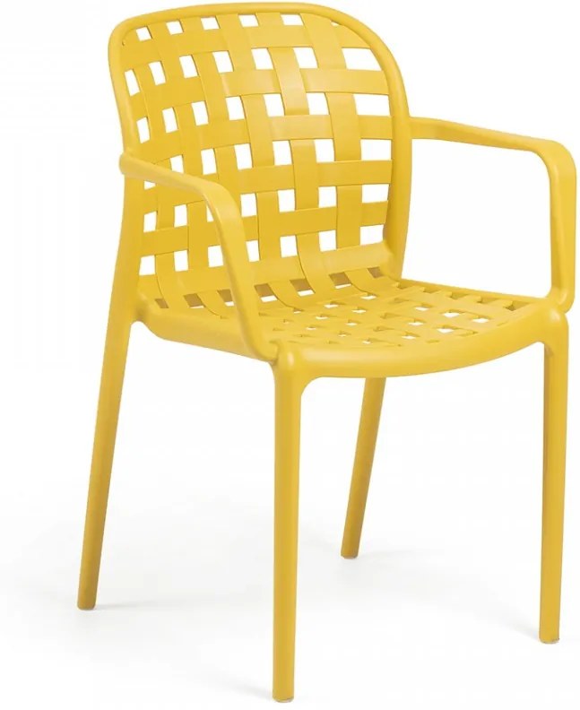 Scaun galben din plastic pentru interior sau exterior Onha La Forma
