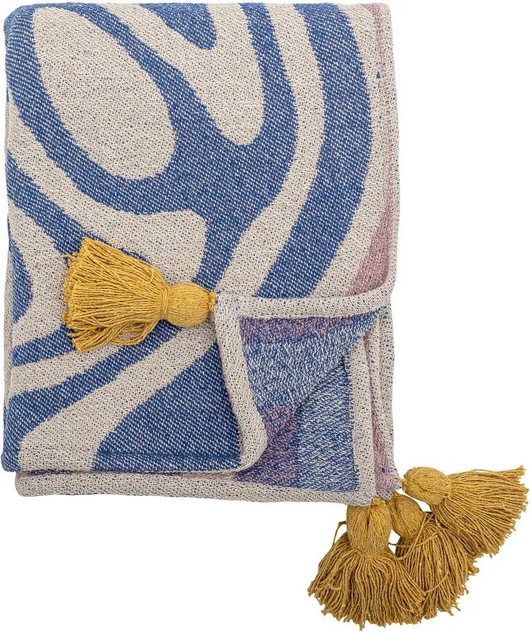 Pătură albastră din amestec de bumbac 130x160 cm Arlie – Bloomingville