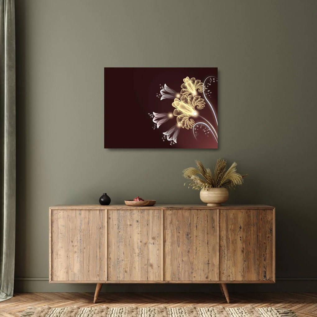 Tablou pe sticlă - Flori strălucitoare (70x50 cm)