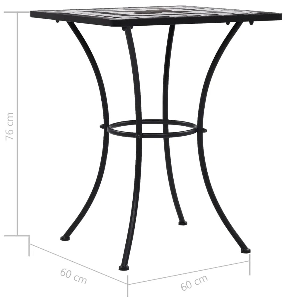 Set de bistro mozaic, 3 piese, negru alb, placa ceramica Alb si negru, Patrat, 3