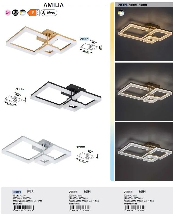 Plafoniera LED design geometric Amilia crom