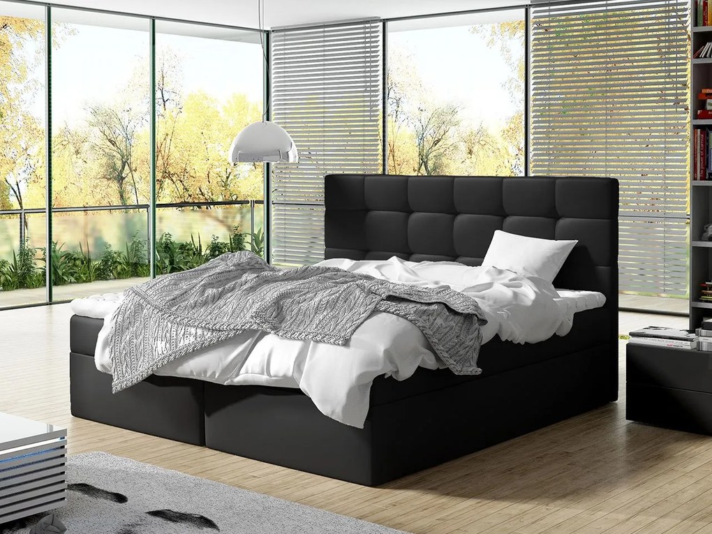 Pat matrimonial Boxspring 180 cm Cinara (piele ecologică soft 017 (Alb). 1054108