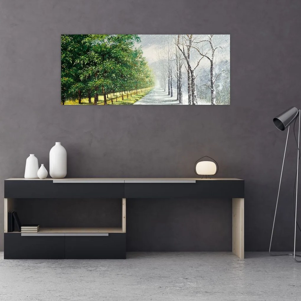 Tablou - Iarna versus vara (120x50 cm)