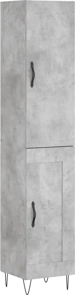 vidaXL Dulap înalt, gri beton, 34,5x34x180 cm, lemn prelucrat