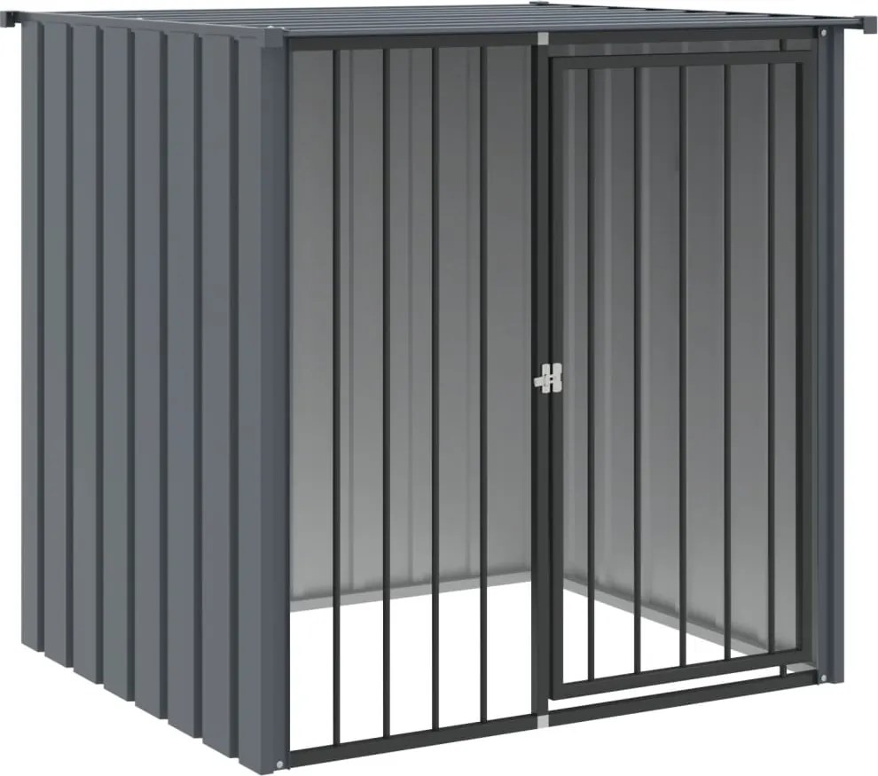 vidaXL Cușcă câine cu acoperiș, negru, 110x103x109 cm, oțel galvanizat