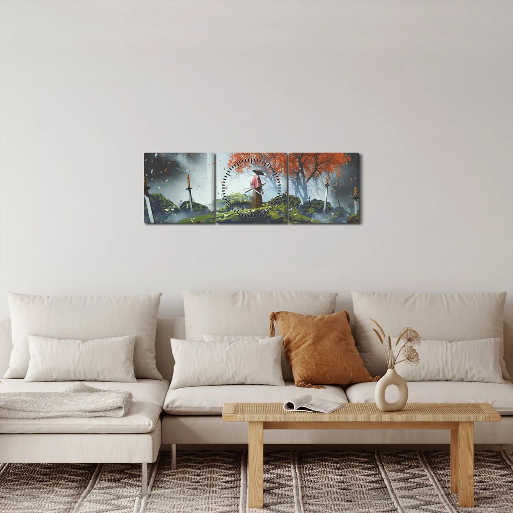 Tablou - Ilustrație a Grădinii de săbii (cu ceas) (90x30 cm)