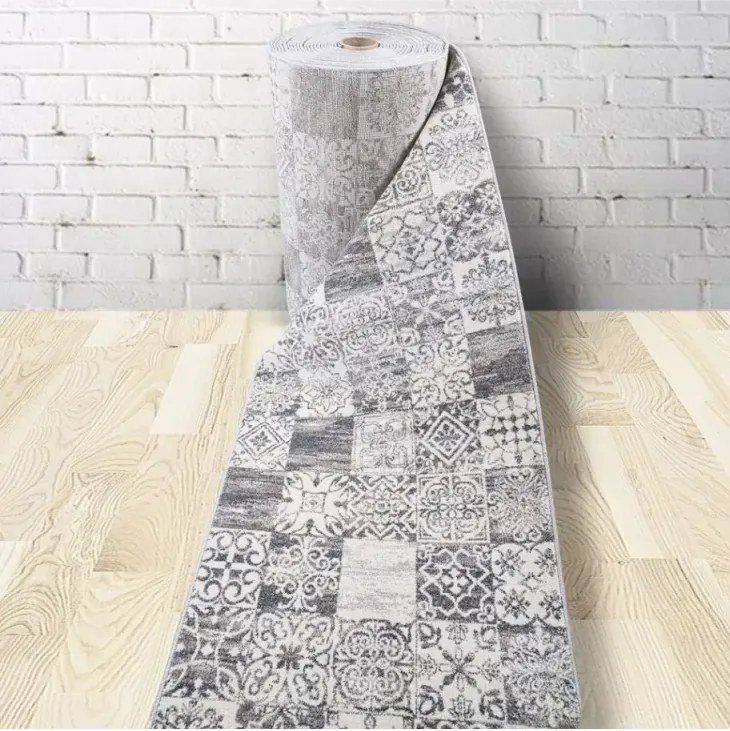 Traversa Beenom design floral-geometric gri 1013-122 Selectează lătime: 120 X