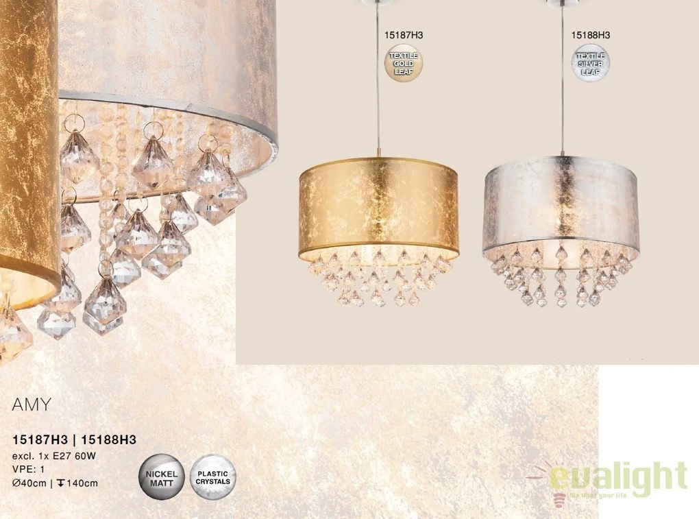 Lustra / Pendul design modern Amy argintiu 15188H3 GL