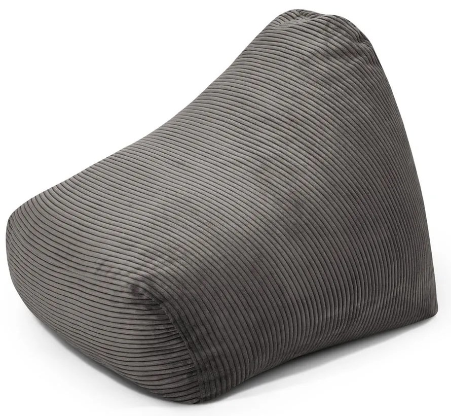 Fotoliu puf pentru copii gri închis cu tapițerie din catifea reiată Snug 80 – SLOWDOWN