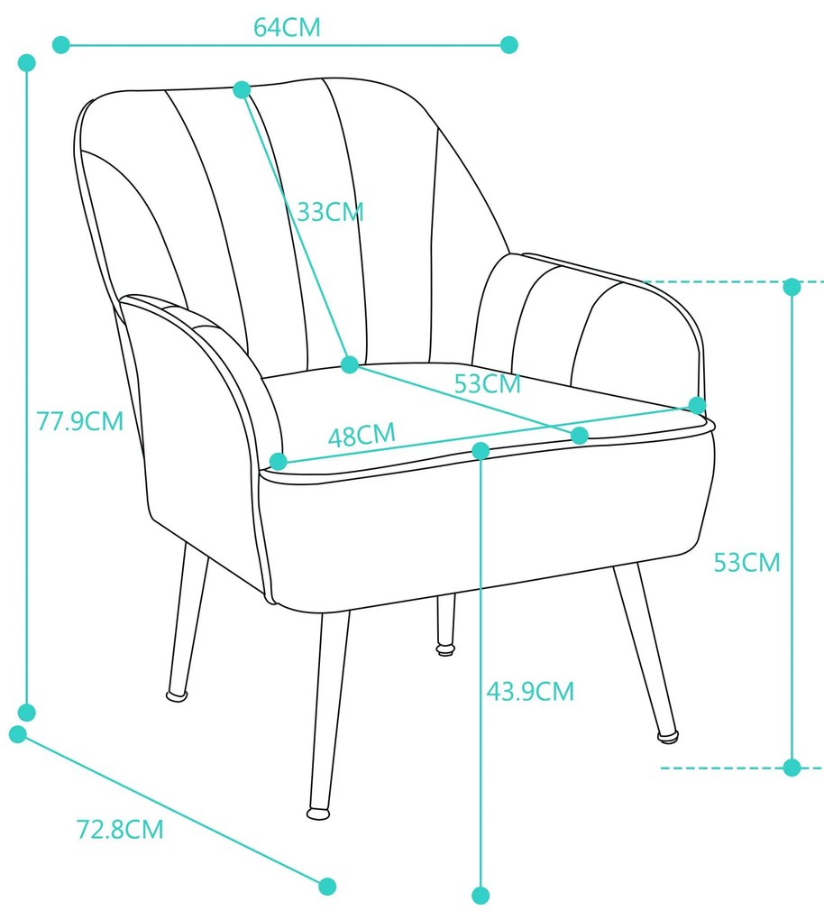 Fotoliu de salon din catifea, Design ergonomic, Negru