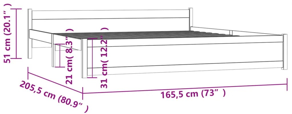 Cadru de pat, maro miere, 160x200 cm, lemn masiv maro miere, 160 x 200 cm