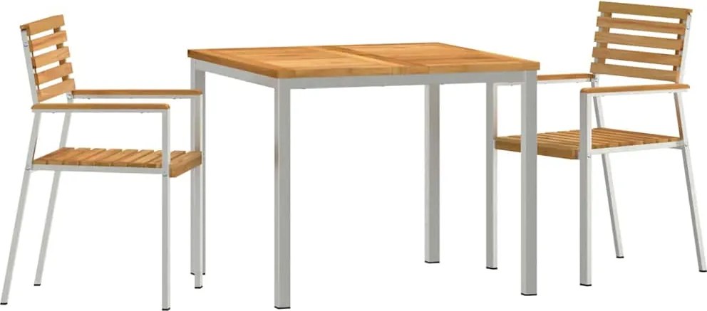 vidaXL Set de masă pentru grădină 3 pcs Maro Lemn solid de tec