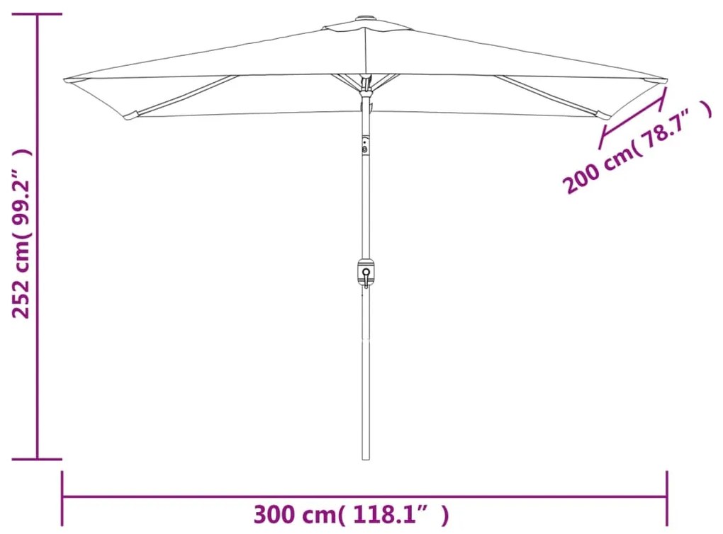 Umbrela de soare cu stalp metalic, azur, 300 x 200 cm Azur