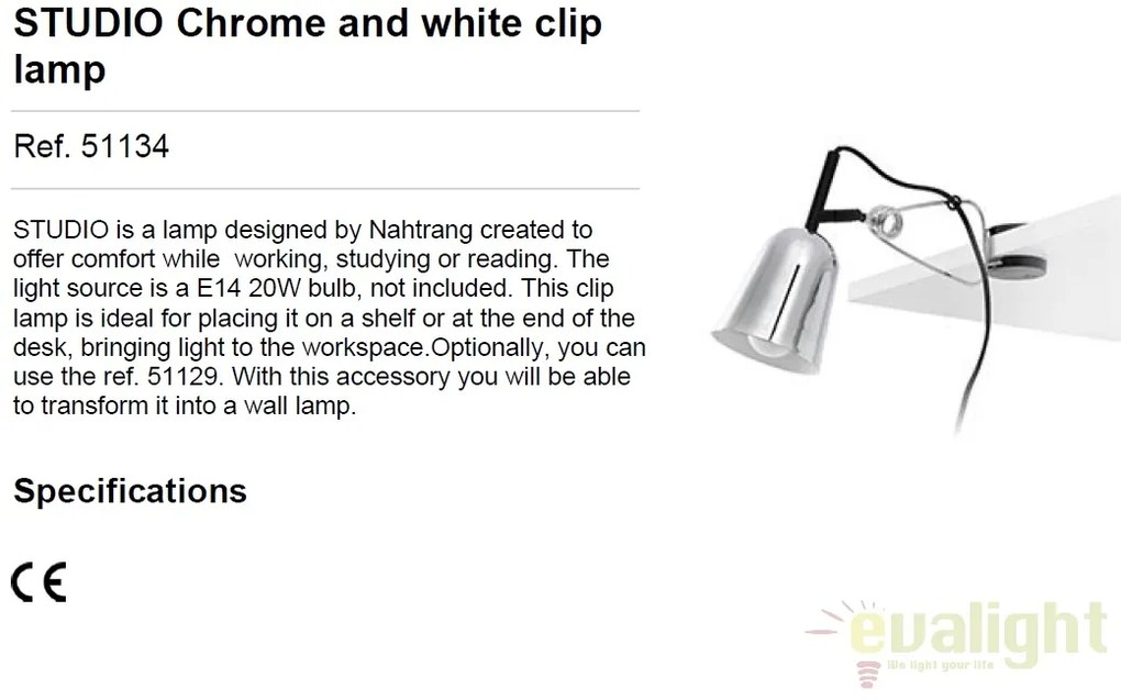 Lampa cu clips moderna STUDIO crom 51134