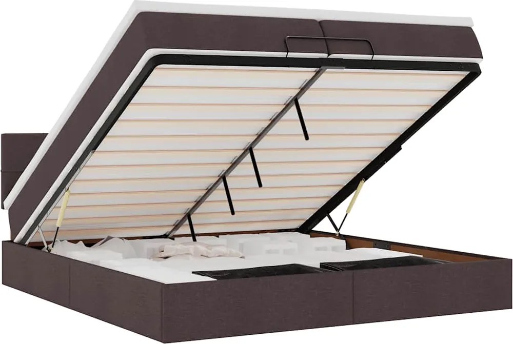 vidaXL Cadru de pat otoman cu saltele țesătură maro închis 200x200cm