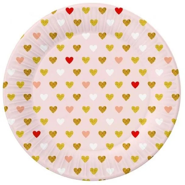 Iubire XOXO Pink farfurie de hârtie 6 buc 18 cm