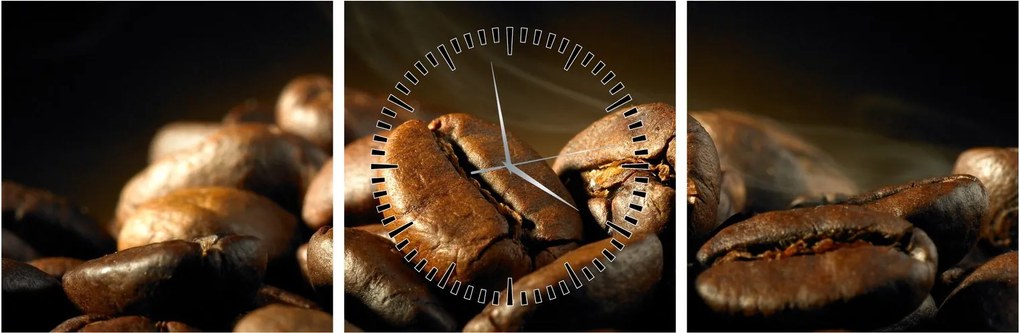 Tablou - Boabe de cafea (cu ceas) (90x30 cm)