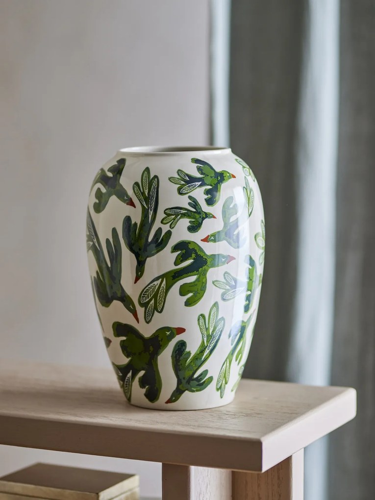Vază din ceramică artizanală, albastru, cu formă ondulată și fundiță decorativă cu buline, 19,5x28,5 cm, „Belivia" (Copy 1)