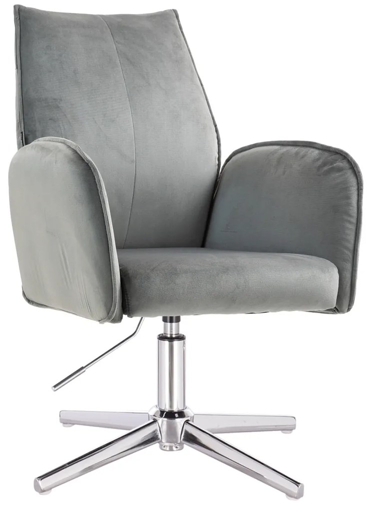 HR280CROSS Scaun Gray din Catifea cu Bază Cromata