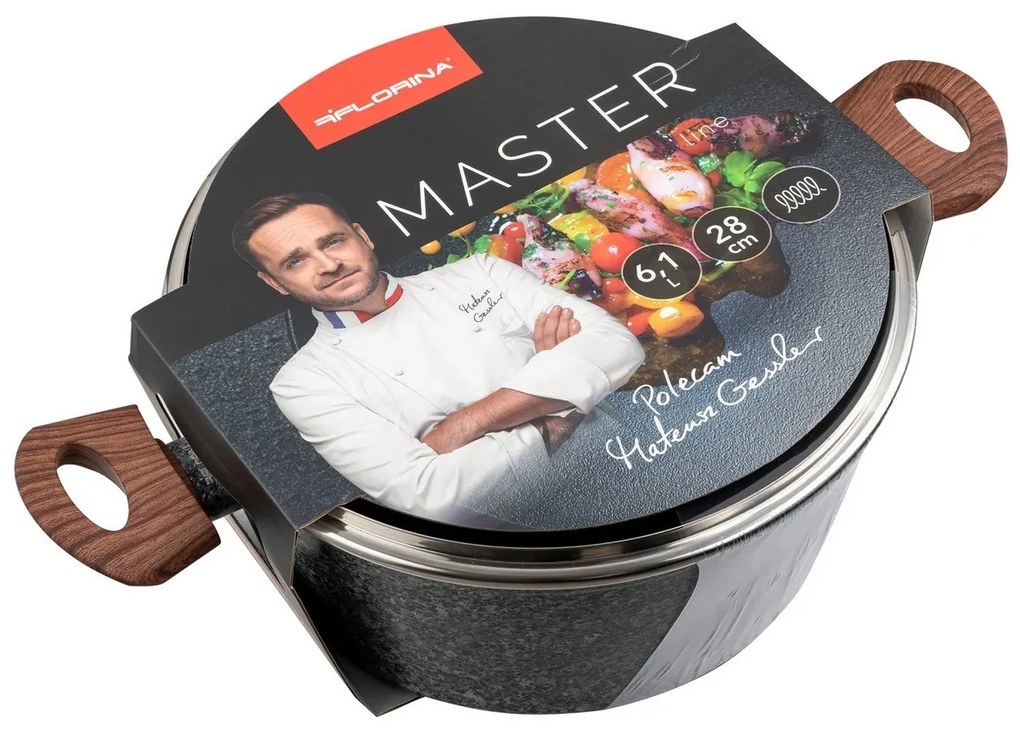 Oală cu capac Florina Master MG,  28 cm, 6,1 l, gri, diam. 28 cm
