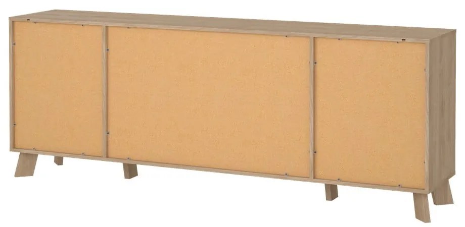 Comodă albă-în culoare naturală cu aspect de lemn de stejar 196x73x39 cm Ikast – Tvilum