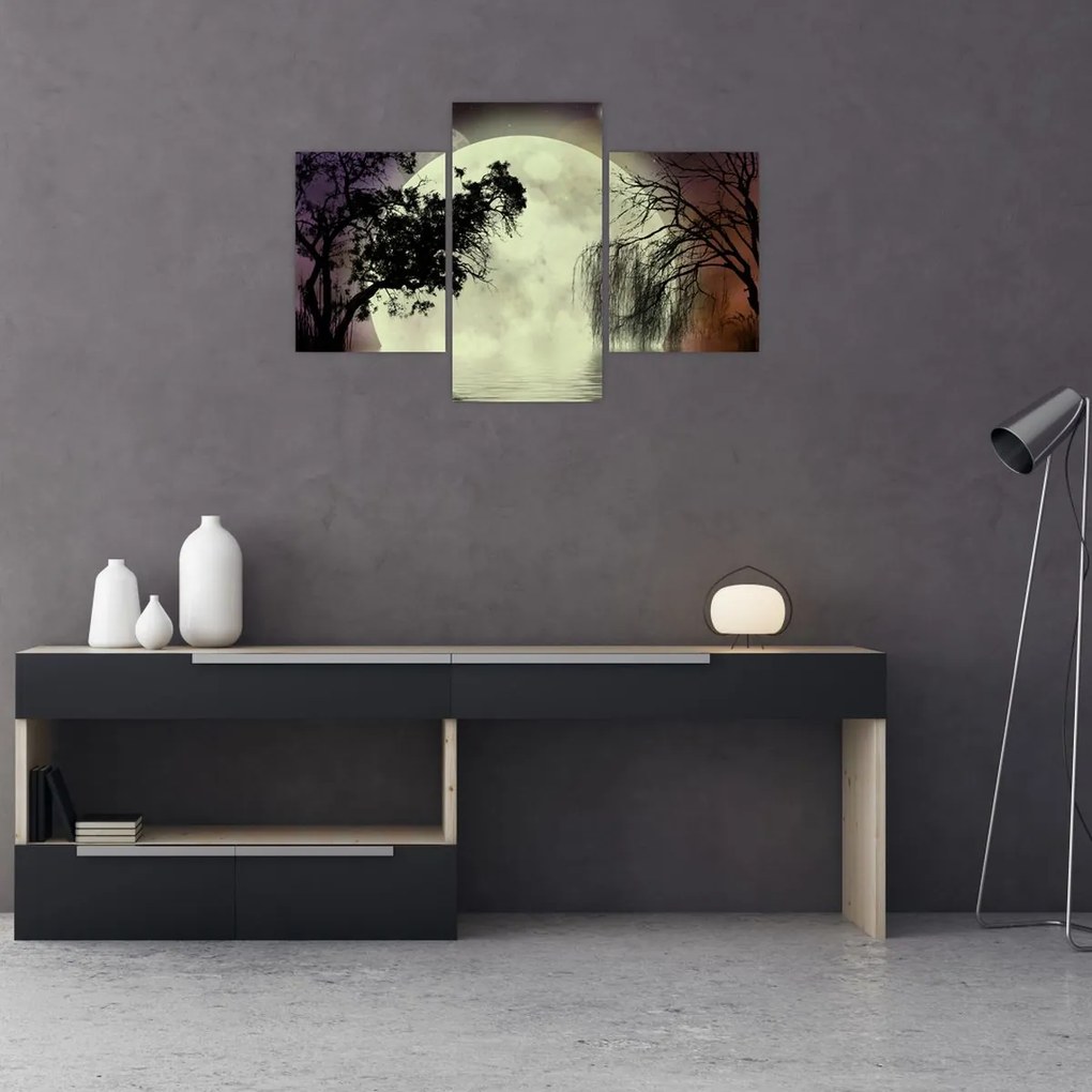 Tablou - Lună plină deasupra apei (90x60 cm)