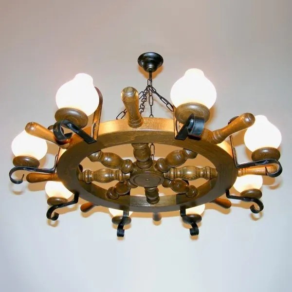 Candelabru rustic fabricat manual din lemn 8 brate Timona WOOD-TI-SP8D50