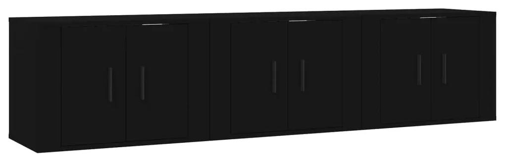 3188343 vidaXL Dulapuri TV montate pe perete, 3 buc., negru, 57x34,5x40 cm