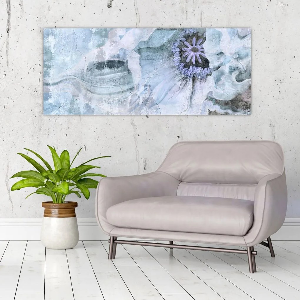 Tablou - Frescă florală pe un perete de cărămidă (120x50 cm)