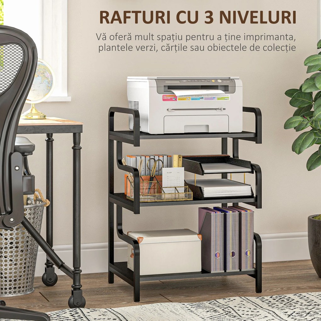 Homcom Rafturi Depozitare – 3 Niveluri, Metal Stil Industrial | Aosom Romania