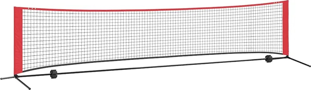vidaXL Rețea de tenis Manual Negru și roșu 396 x 92 x 87 cm Poliester