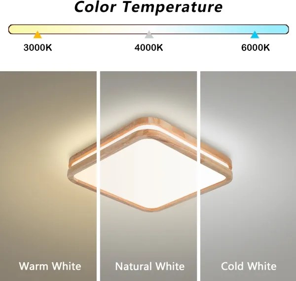 Brilagi - Lampă LED dimabilă MOLINA SQUARE LED/48W/230V stejar 40x40 cm + telecomandă
